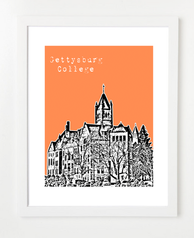 Gettysburg Pennsylvania Gettysburg College Skyline Art Print and Poster | By BirdAve Posters