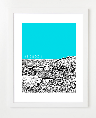 Gibsons British Columbia Canada VERSION 2 Posters and Skyline Art Prints | By BirdAve Posters