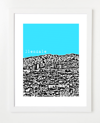 Glendale California USA Skyline Art Print and Poster | By BirdAve Posters