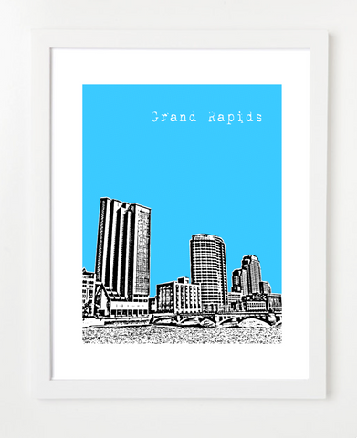 Grand Rapids Michigan Skyline Art Print and Poster | By BirdAve Posters