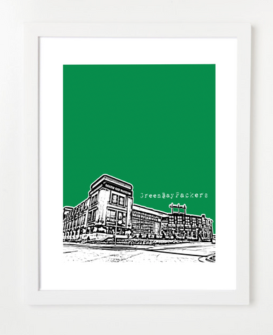 Green Bay Packers Lambeau Field Wisconsin Skyline Art Print and Poster | By BirdAve Posters