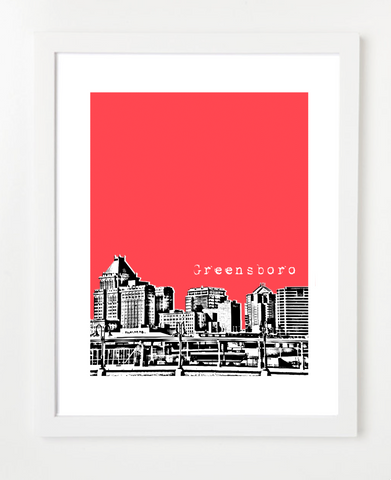Greensboro North Carolina Skyline Art Print and Poster | By BirdAve Posters