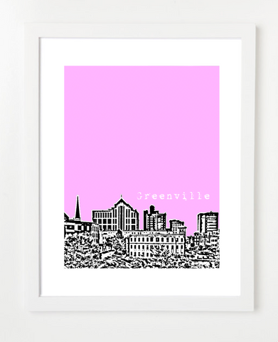 Greenville South Carolina Downtown Skyline Art Print and Poster | By BirdAve Posters