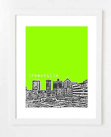 Greenville South Carolina Skyline Art Print and Poster | By BirdAve Posters