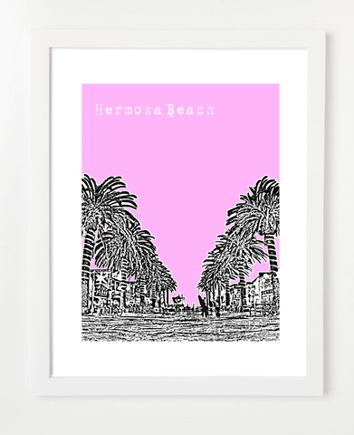 Hermosa Beach California USA Skyline Art Print and Poster | By BirdAve Posters
