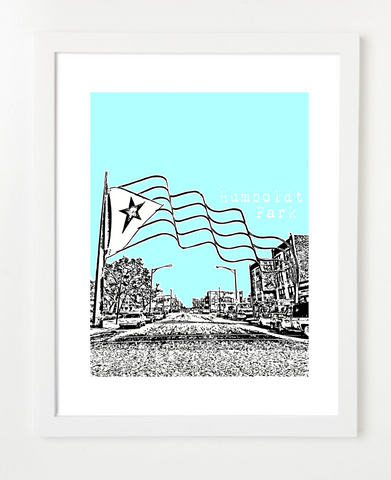 Humboldt Park Chicago USA Skyline Art Print and Poster | By BirdAve Posters