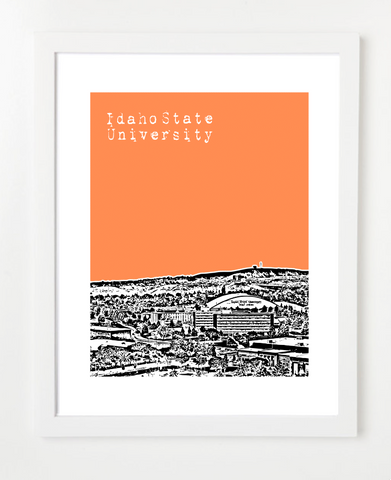 Pocatello Idaho Idaho State University Bengals    Skyline Art Print and Poster | By BirdAve Posters
