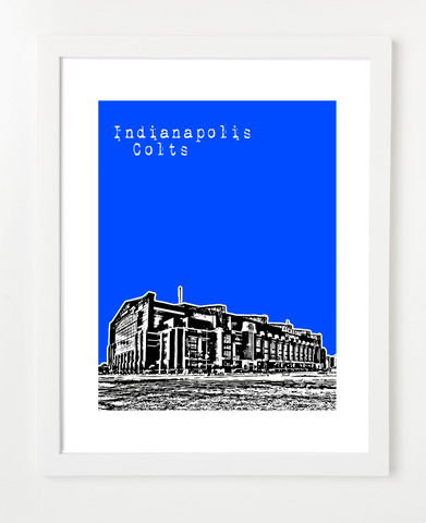 Indianapolis Colts Lucas Oil Stadium Skyline Art Print and Poster | By BirdAve Posters
