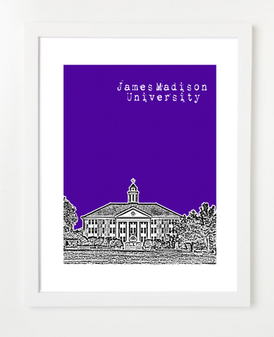 Harrisonburg Virginia James Madison University Skyline Art Print and Poster | By BirdAve Posters
