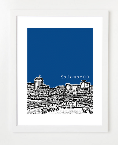 Kalamazoo Michigan Western Michigan University Skyline Art Print and Poster | By BirdAve Posters