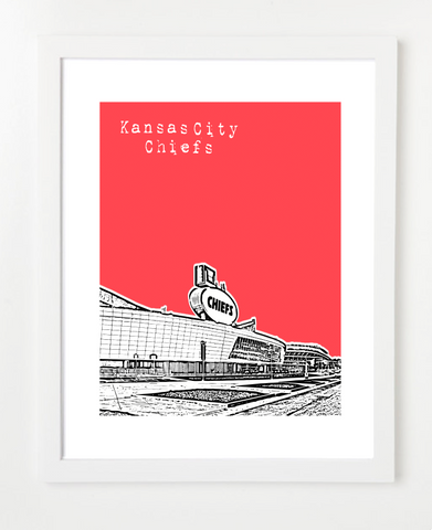 Kansas City Chiefs Arrowhead Stadium  Skyline Art Print and Poster | By BirdAve Posters
