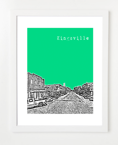 Kingsville Texas Skyline Art Print and Poster | By BirdAve Posters
