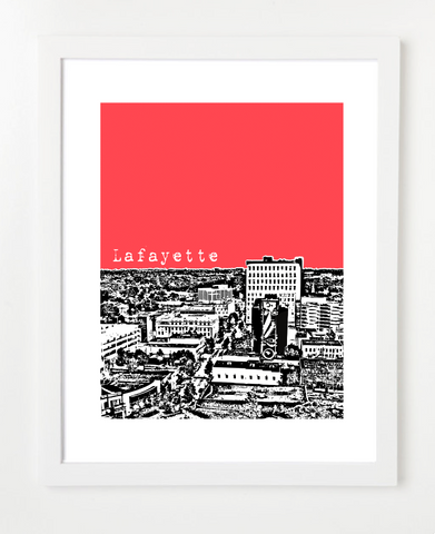 Lafayette Louisiana Skyline Art Print and Poster | By BirdAve Posters