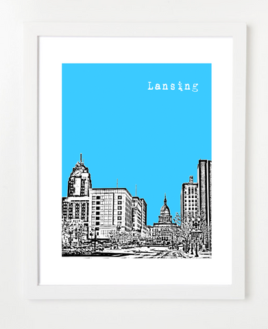 Lansing Michigan Skyline Art Print and Poster | By BirdAve Posters