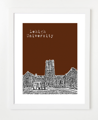 Bethlehem Pennsylvania Lehigh University Skyline Art Print and Poster | By BirdAve Posters