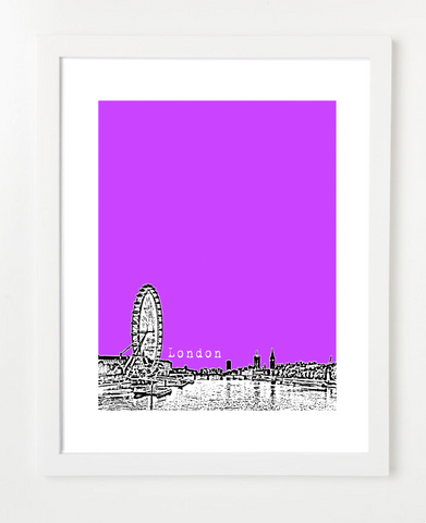London Eye England Europe VERSION 2 Posters and Skyline Art Prints | By BirdAve 