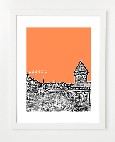 Lucerne Switzerland Europe Posters and Skyline Art Prints | By BirdAve 