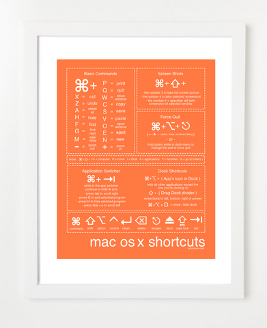 Mac Shortcuts Orange Posters and Skyline Art Prints | By BirdAve 