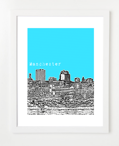 Manchester New Hampshire Skyline Art Print and Poster | By BirdAve Posters