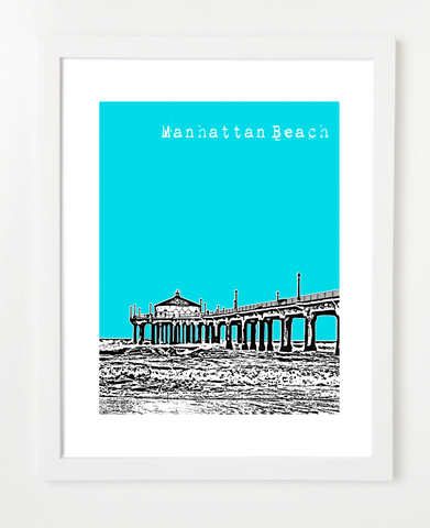 Manhattan Beach California USA Skyline Art Print and Poster | By BirdAve Posters