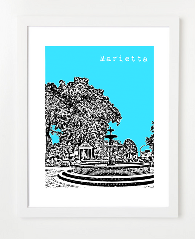 Marietta Georgia Skyline Art Print and Poster | By BirdAve Posters