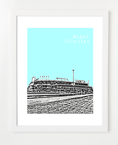 Miami Dolphins Sun Life Stadium  Skyline Art Print and Poster | By BirdAve Posters