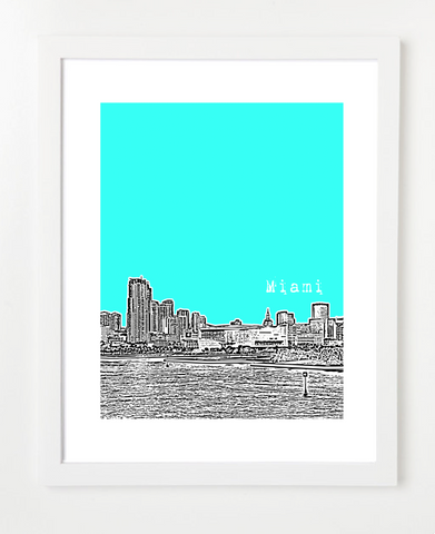 Miami Florida VERSION 1 Skyline Art Print and Poster | By BirdAve Posters