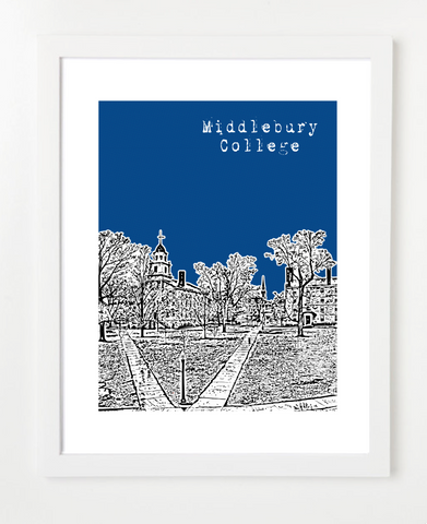 Middlebury College Vermont Skyline Art Print and Poster | By BirdAve Posters