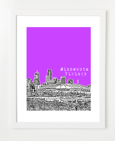 Minnesota Vikings Humphrey Metrodome Skyline Art Print and Poster | By BirdAve Posters