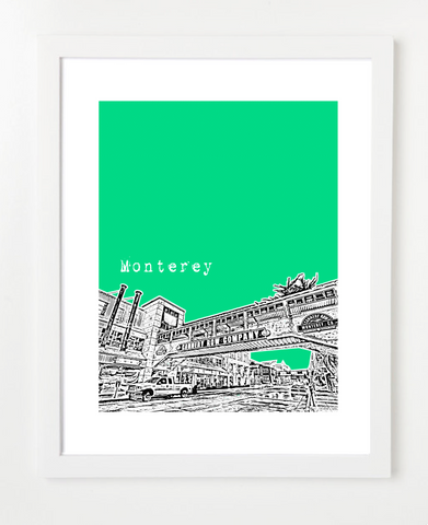 Monterey California USA Skyline Art Print and Poster | By BirdAve Posters