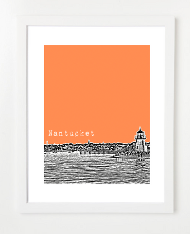 Nantucket Massachusetts Skyline Art Print and Poster | By BirdAve Posters