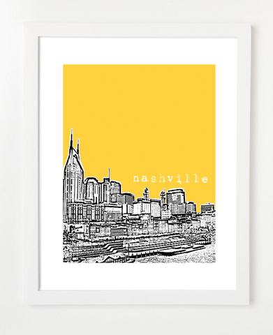 Nashville Tennessee Waterfront Skyline Art Print and Poster | By BirdAve Posters