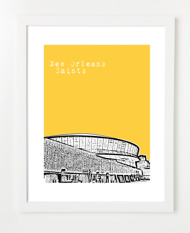 New Orleans Saints Superdome  Skyline Art Print and Poster | By BirdAve Posters