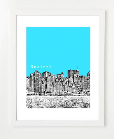 New York City Manhattan Skyline Version Skyline Art Print and Poster | By BirdAve Posters