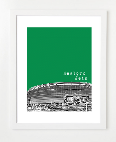 New York Jets MetLife Stadium Skyline Art Print and Poster | By BirdAve Posters