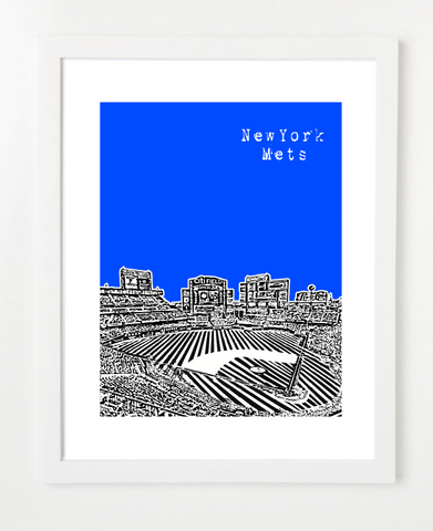 New York Mets Citi Field Skyline Art Print and Poster | By BirdAve Posters