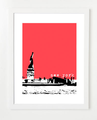 New York USA Statue Of Liberty Skyline Art Print and Poster | By BirdAve Posters