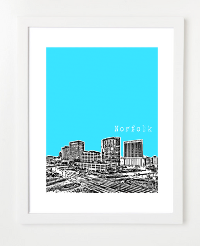 Norfolk Virginia Downtown Skyline Art Print and Poster | By BirdAve Posters