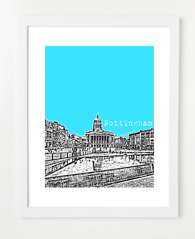Nottingham England Europe Posters and Skyline Art Prints | By BirdAve 
