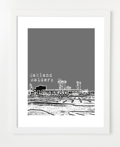 Oakland Raiders O.co Coliseum Skyline Art Print and Poster | By BirdAve Posters