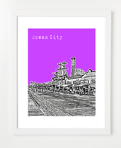 Ocean City New Jersey Skyline Art Print and Poster | By BirdAve Posters