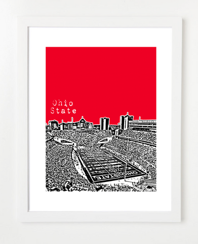 Ohio State Buckeyes Skyline Art Print and Poster | By BirdAve Posters