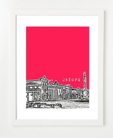 Oxford Mississippi University of Mississippi Skyline Art Print and Poster | By BirdAve Posters