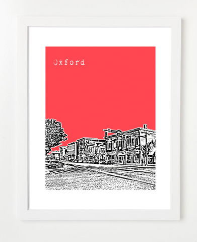 Oxford Ohio Skyline Art Print and Poster | By BirdAve Posters