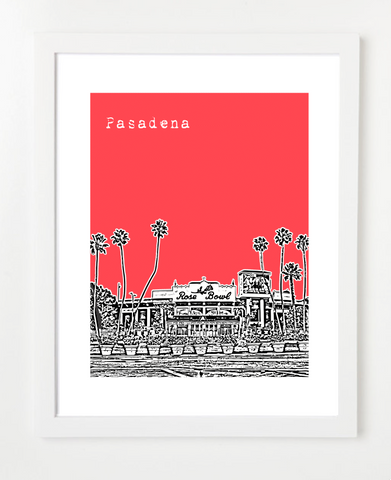 Pasadena California USA Skyline Art Print and Poster | By BirdAve Posters