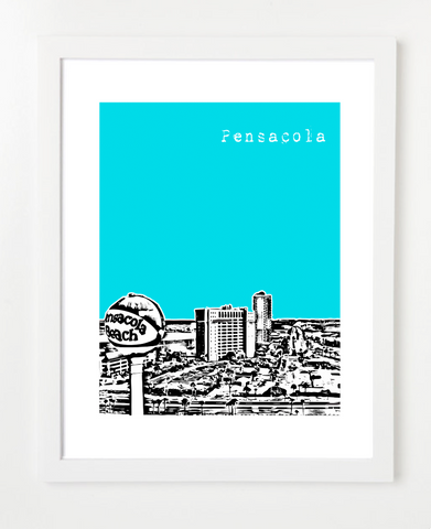 Pensacola Florida Skyline Art Print and Poster | By BirdAve Posters