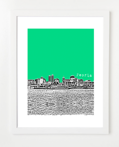 Peoria Illinois Skyline Art Print and Poster | By BirdAve Posters