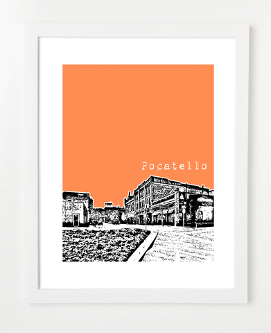 Pocatello Idaho Skyline Art Print and Poster | By BirdAve Posters