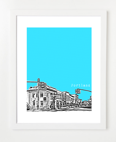 Portland Michigan Skyline Art Print and Poster | By BirdAve Posters