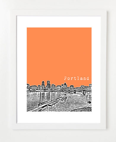 Portland Oregon Downtown Skyline Art Print and Poster | By BirdAve Posters